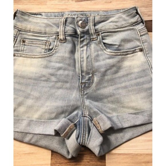 American Eagle-SZ: 2 Woman’s Next Level Stretch/Hi-Rise Shortie Denim Shorts - Picture 7 of 13